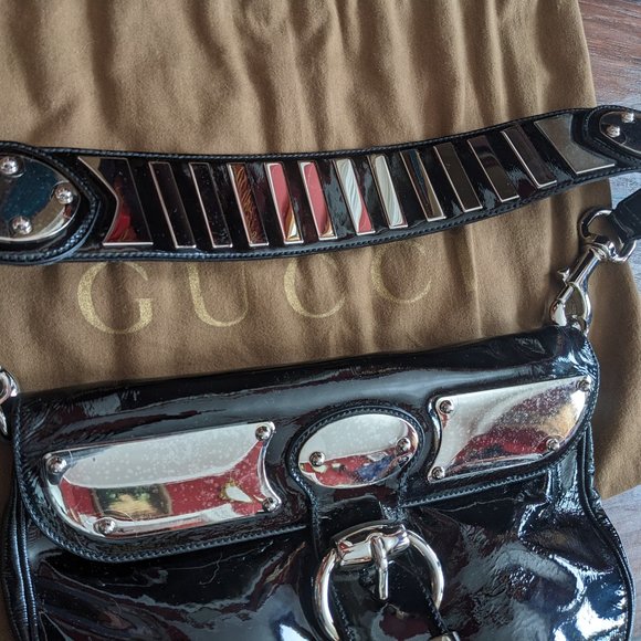 Gucci 2007 Romy Black Patent and Chrome Medium Handbag - Picture 7 of 16